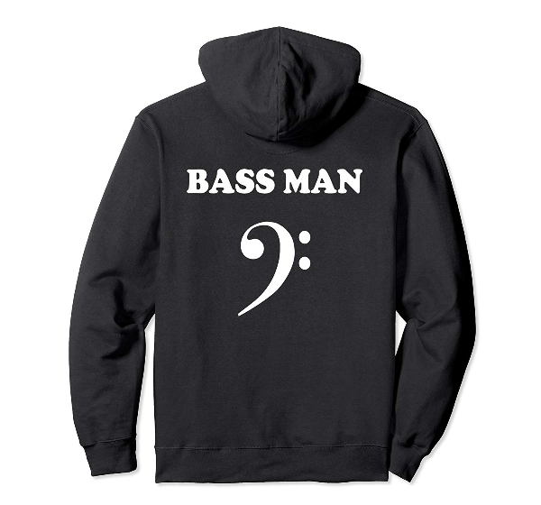  Bass Man Bass Clef- Bassist Hoodie Back Print 