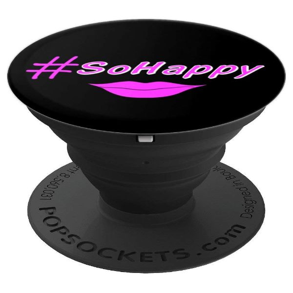 Hashtag So Happy Hot Pink Lips - PopSockets Grip and Stand for Phones and Tablets 